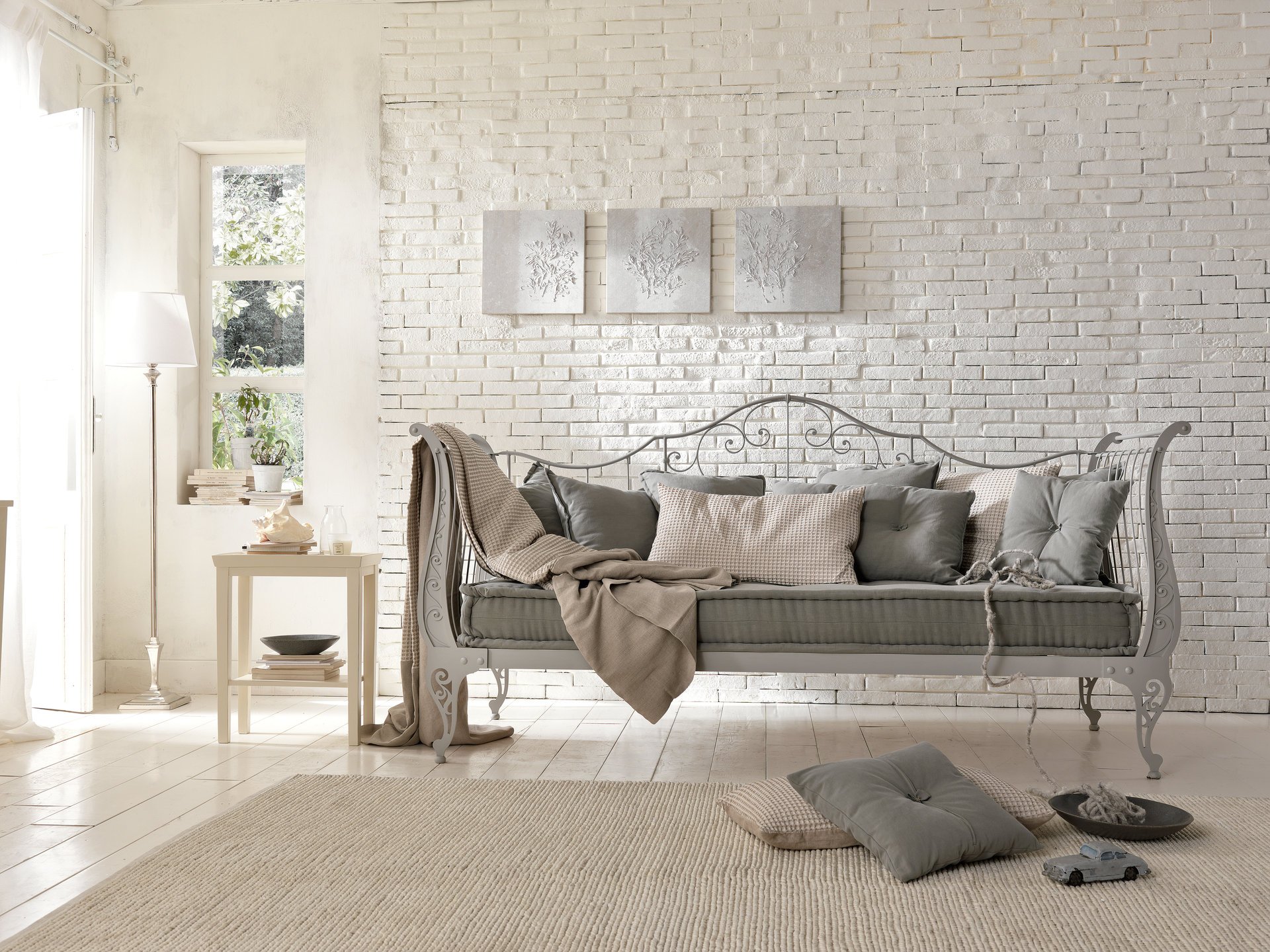 interior country brick sofa forging