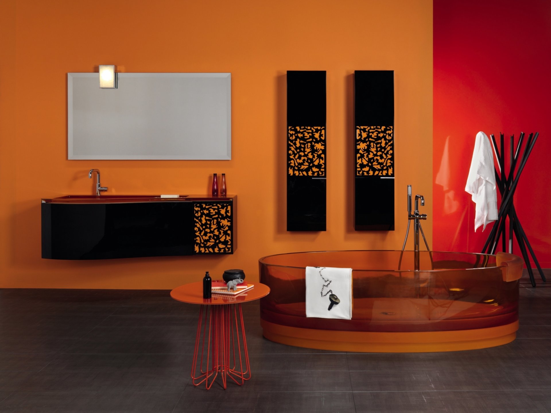 bagno arancione vasca da bagno interni design