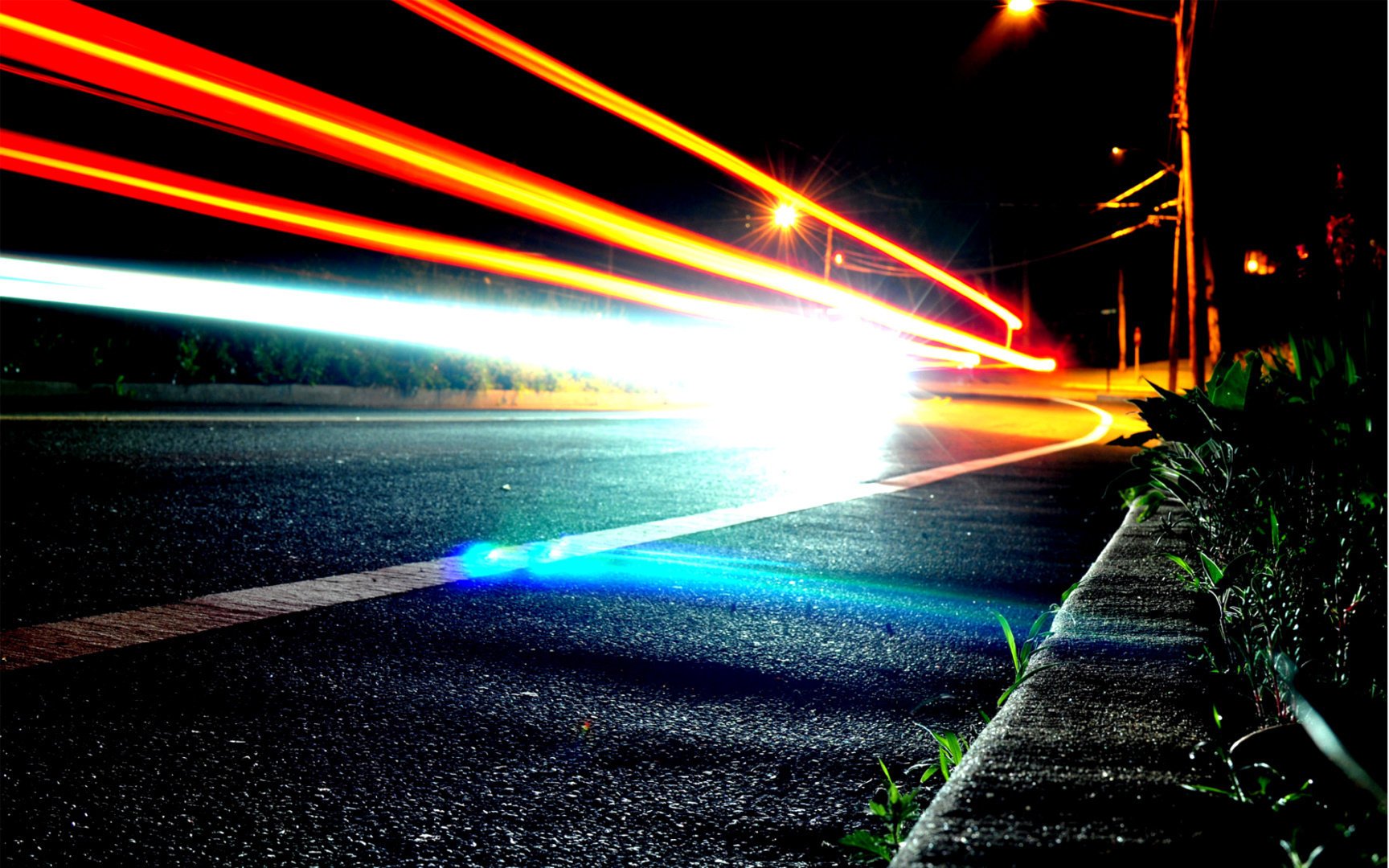 nacht straße unschärfe farben blendung asphalt straße spur licht