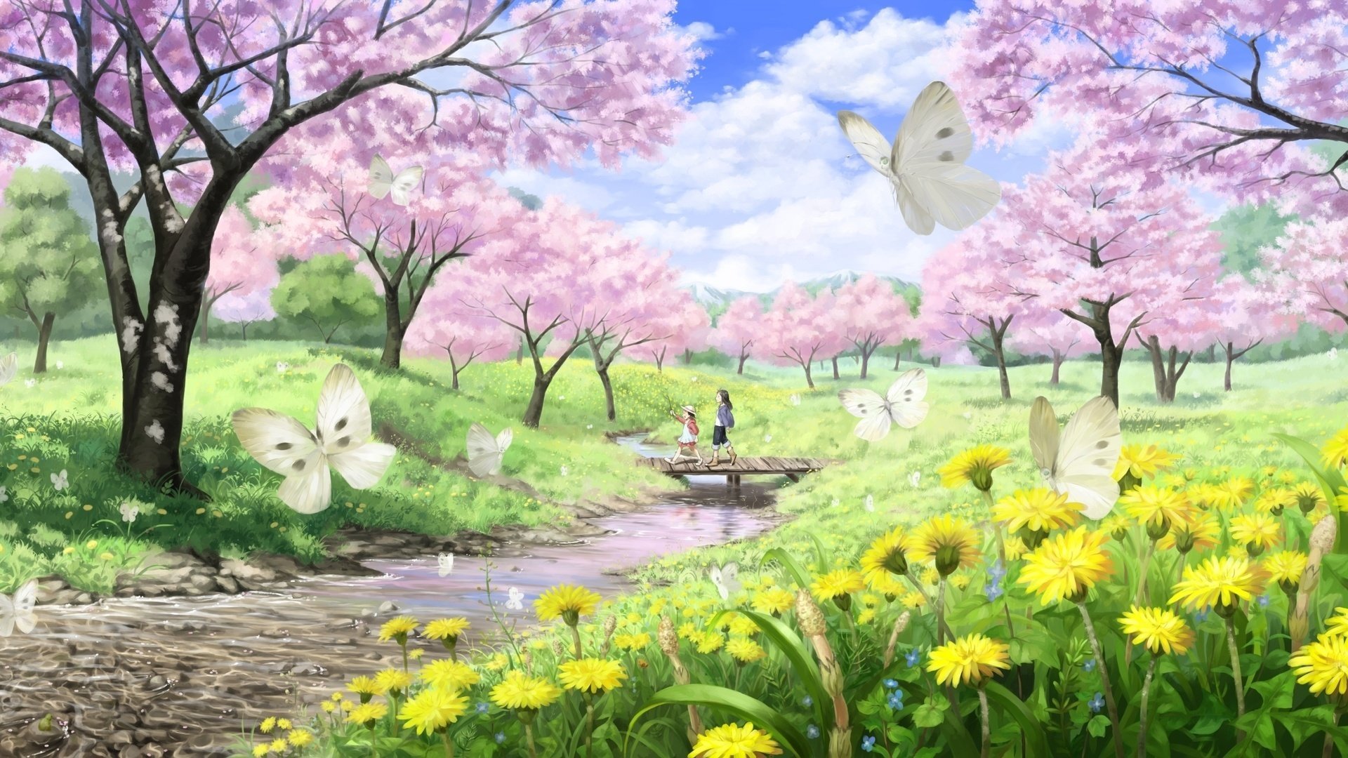 printemps paysage humeur papillons