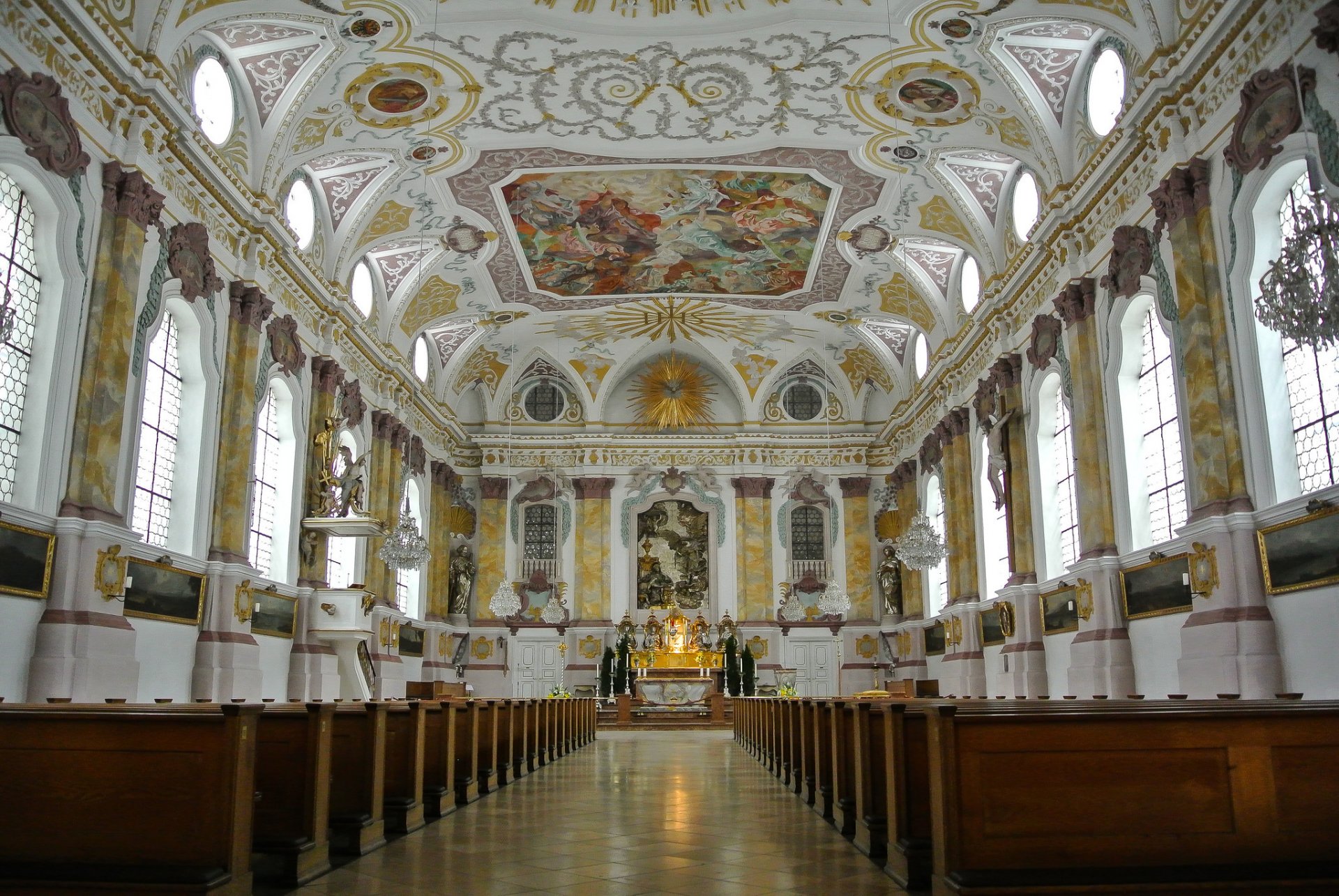 bürgersaalkirche munich germany window bench church