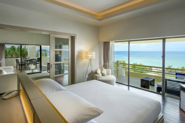 Bedroom in the villa with sea view