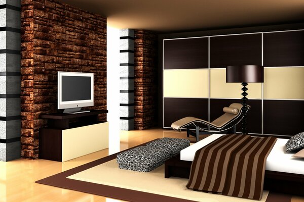 High-tech room in dark colors