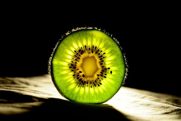 Green slice of kiwi fruit