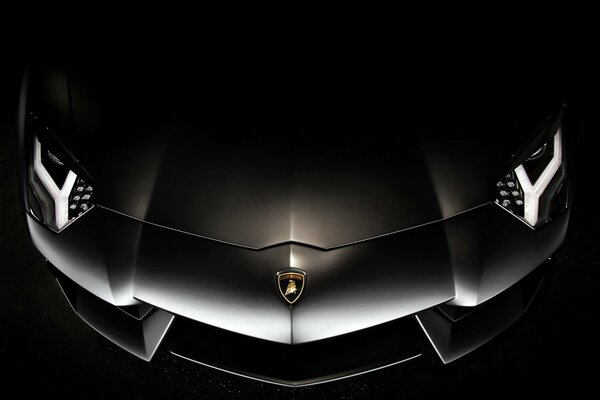 Black Lamborghini on a black background