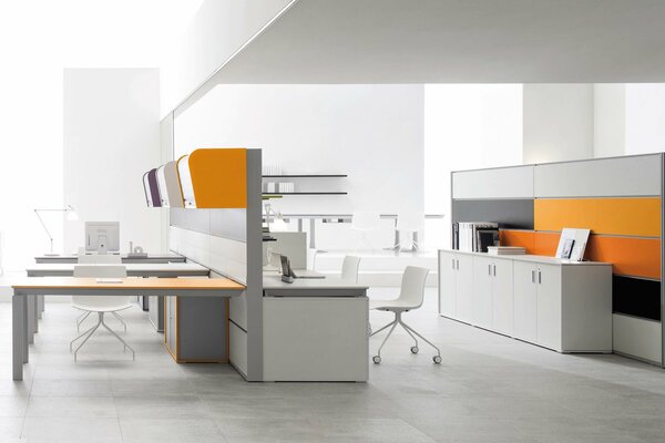 Laconic style in the interior of the office space. Modern office design