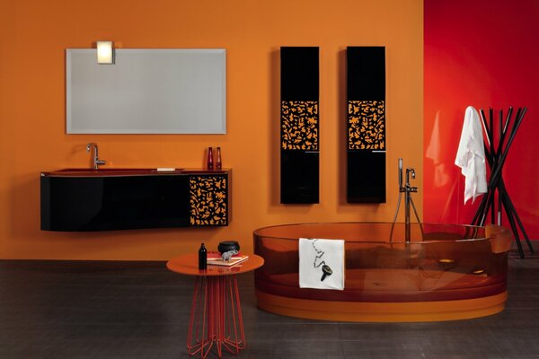 Salle de bain design orange