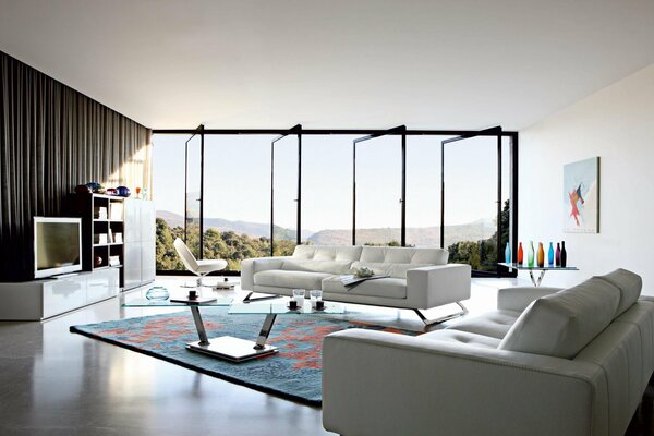 Stylish design of the living room in the house