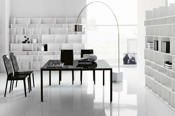 Современный стиль офиса в белом цвете