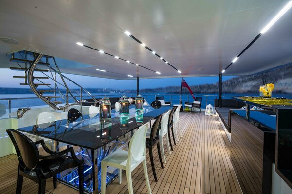 Luxury yacht. Designer interior