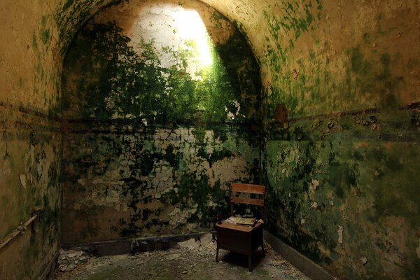 Interior of a solitary prison cell