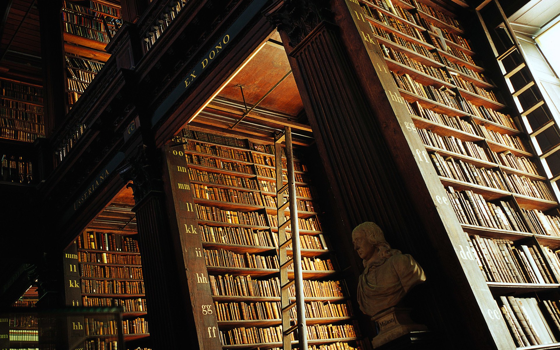 bibliothek treppe bücher regale trinity college library