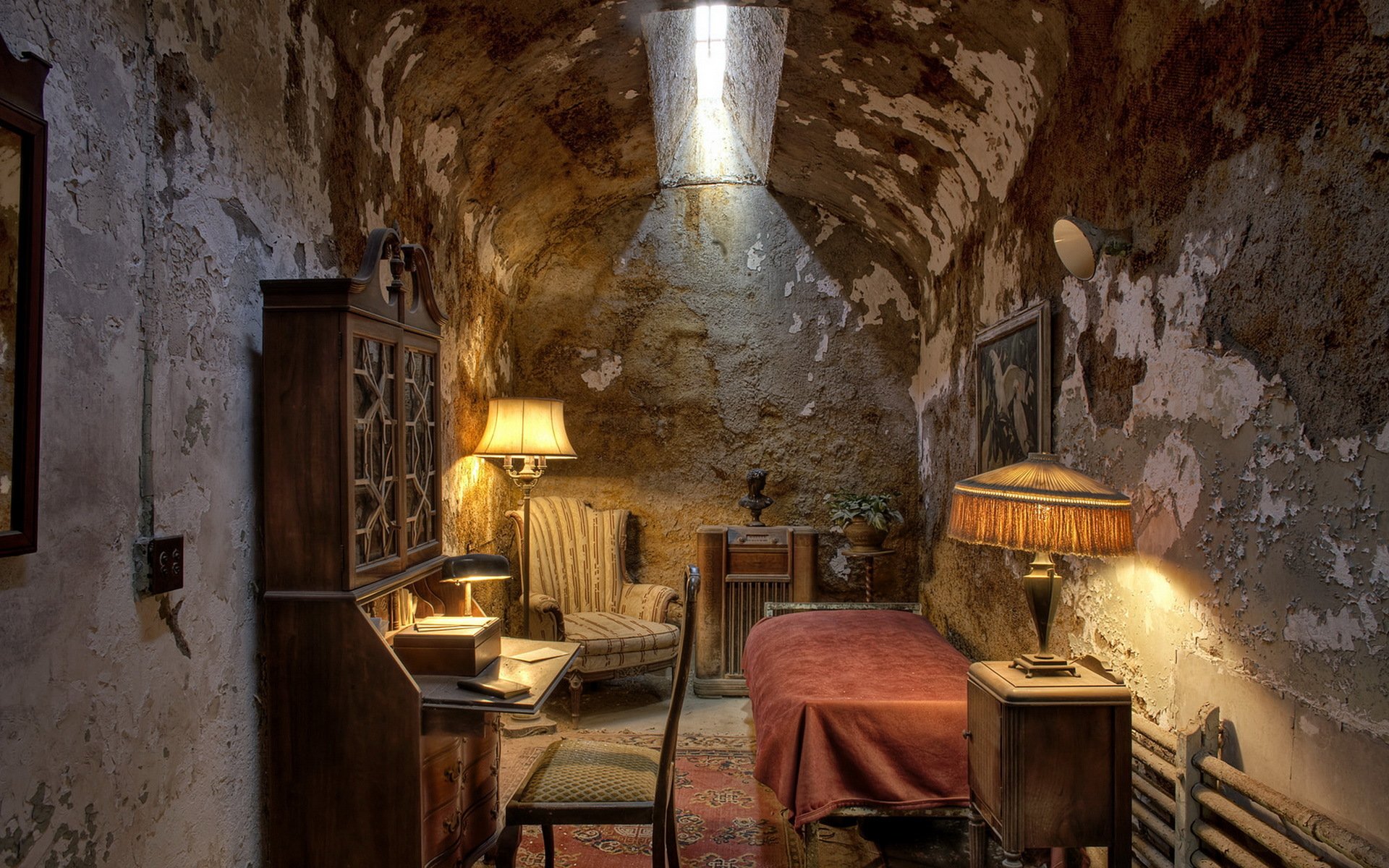 al capone gefängniszelle interieur hintergrund