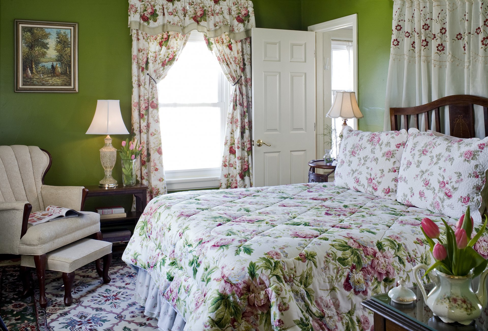 interior style design house villa room bedroom rose garden room an antique english maple bed