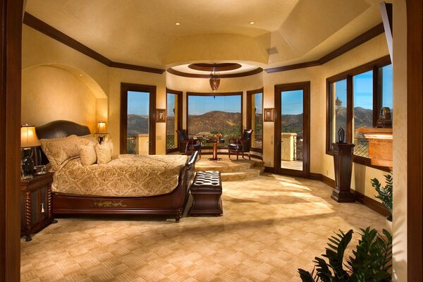 Interior bedroom with designer style