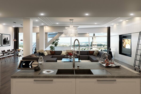Open layout in a modern interior