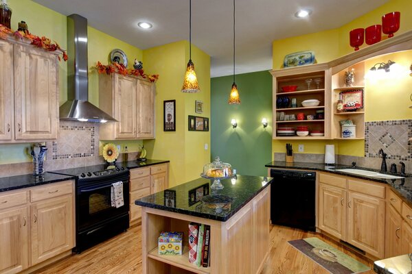 Kitchen interior with bright elements