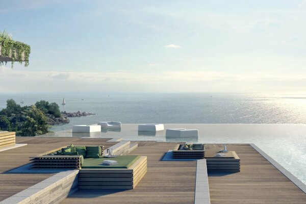 Piscine dans la Villa et vue sur l océan