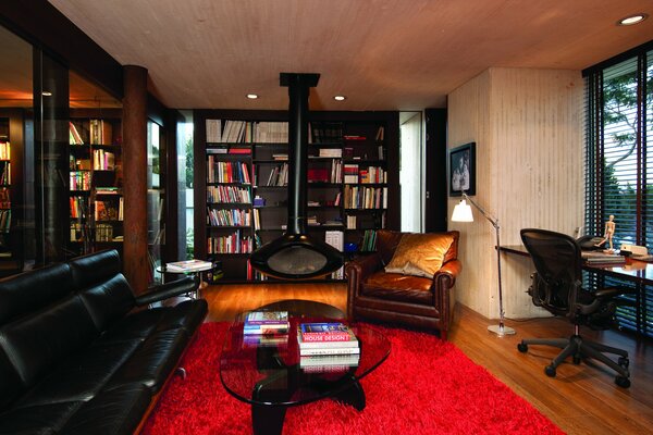 A study in a red-and-black style house