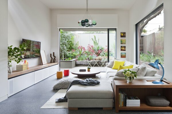 Дизайнерская комната с цветами и растениями