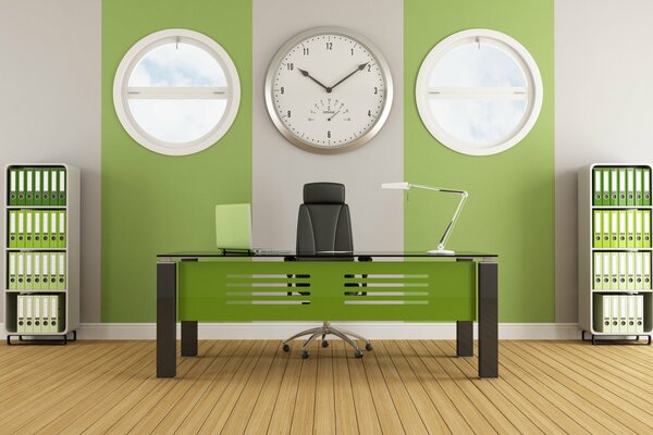 Stylish office interior in green