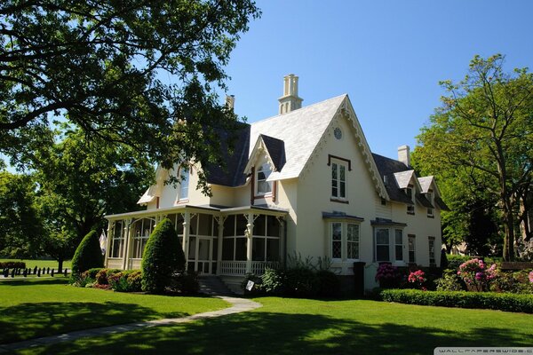 Two-storey house in a rustic style