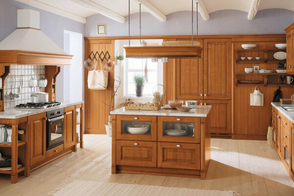 Стильный интерьер на кухне в коричневых тонах