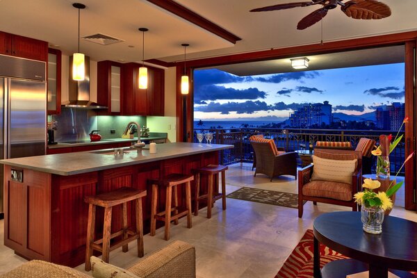 Modern kitchen with panoramic view