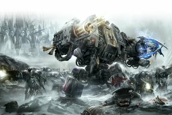 Dreadnought avec les loups de space wolves