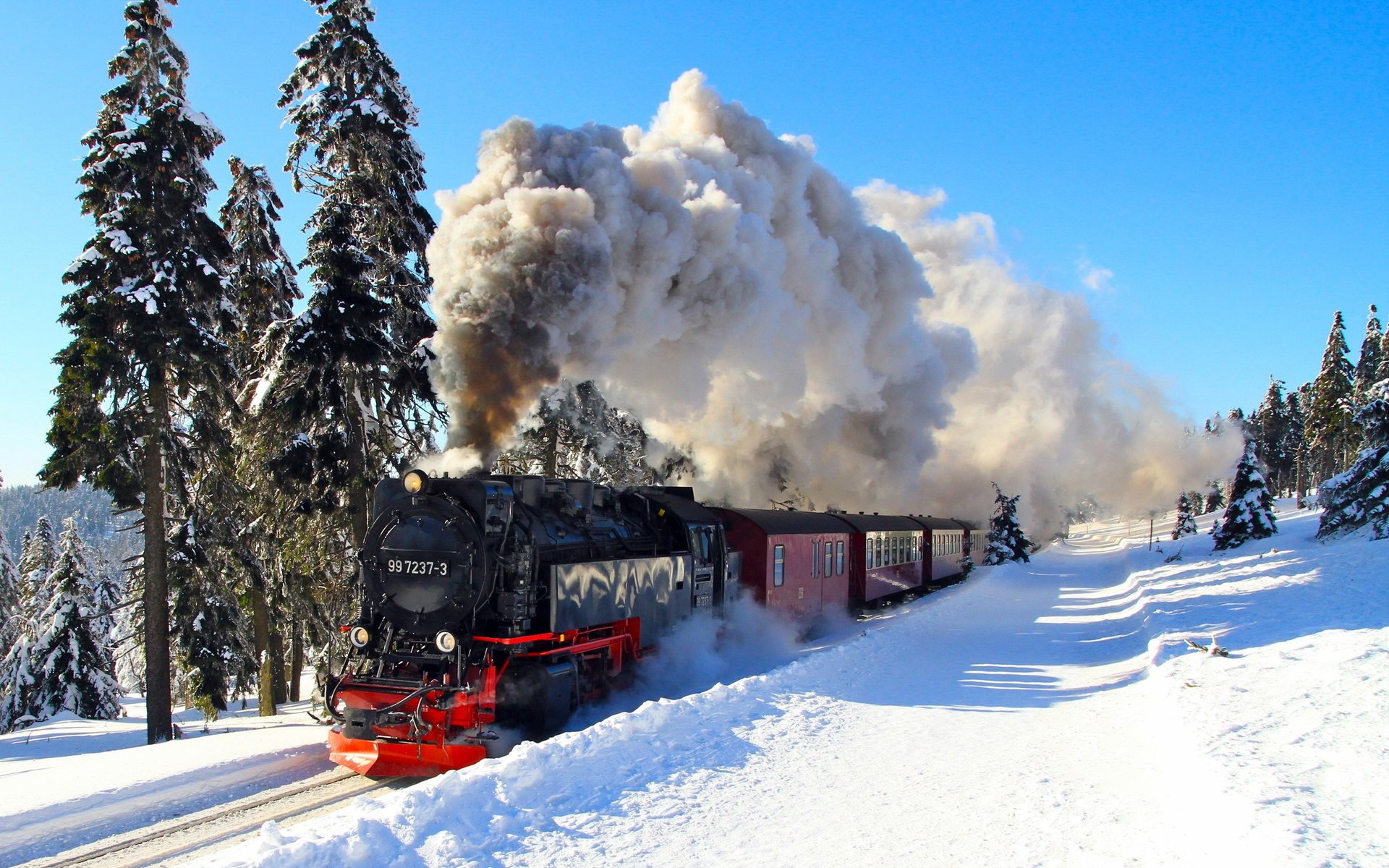 locomotiva a vapore ferrovia inverno