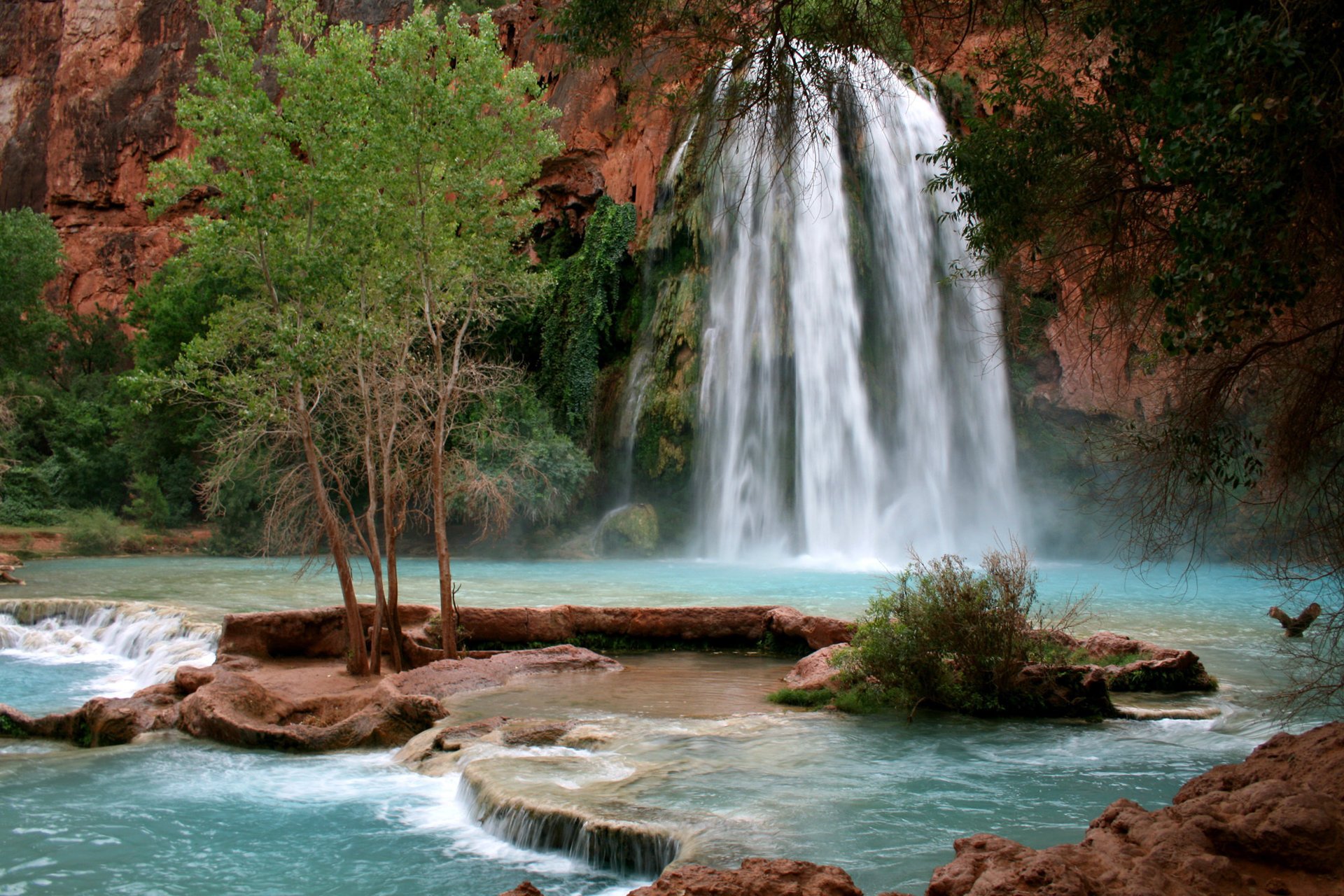 havasupai indian reservation горная река havasu falls водопад природа