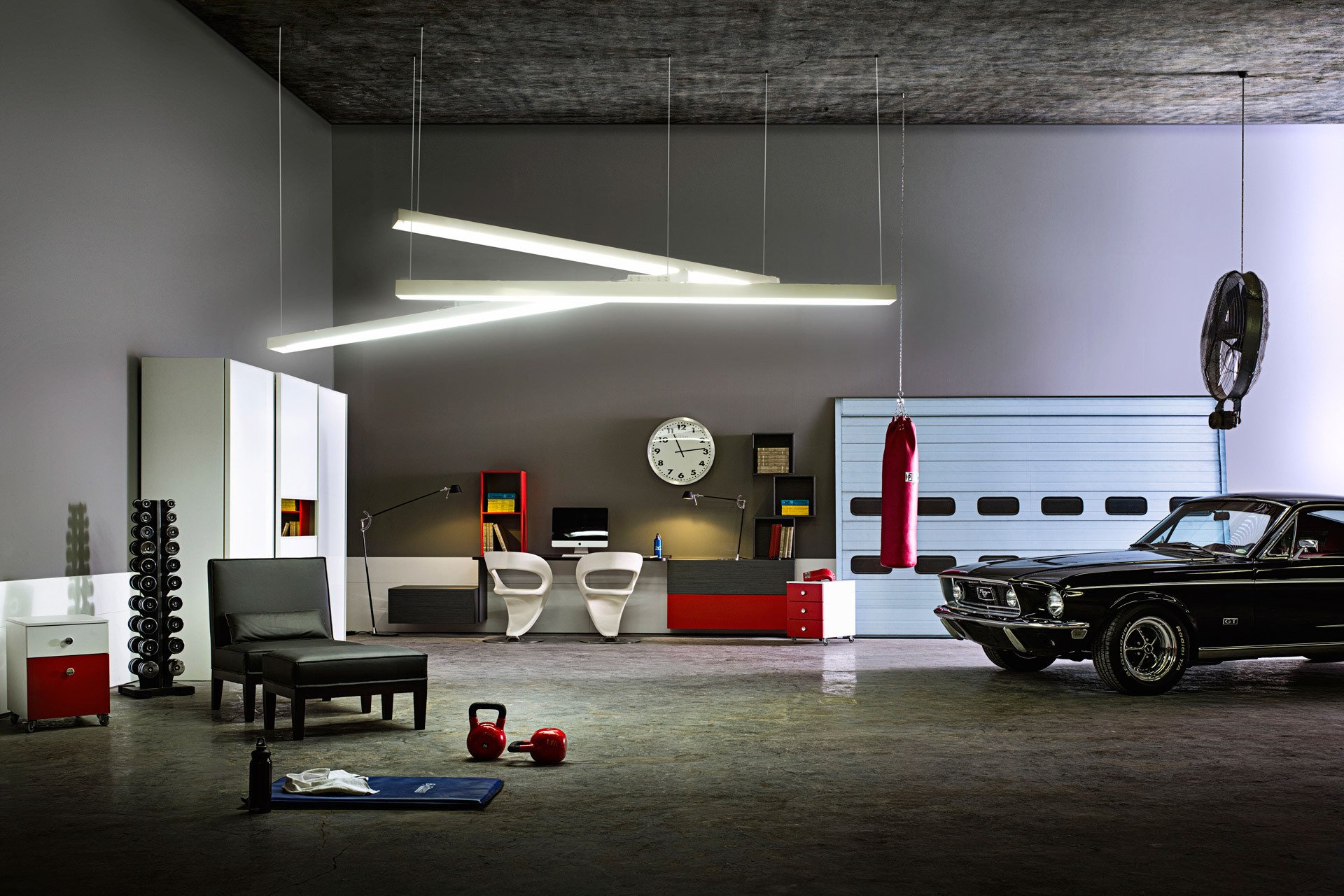 intérieur garage design sport voiture ford mustang