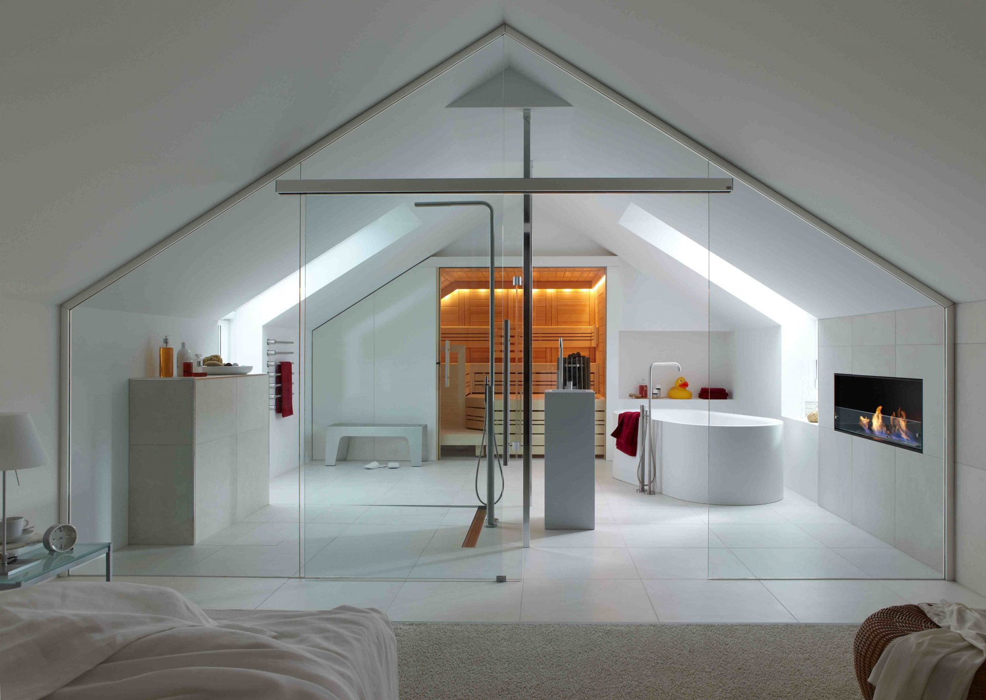 interior estilo diseño casa chalet sitio cuarto de baño sauna vidrio cuarto de baño de cristal blanco de lujo con moderno