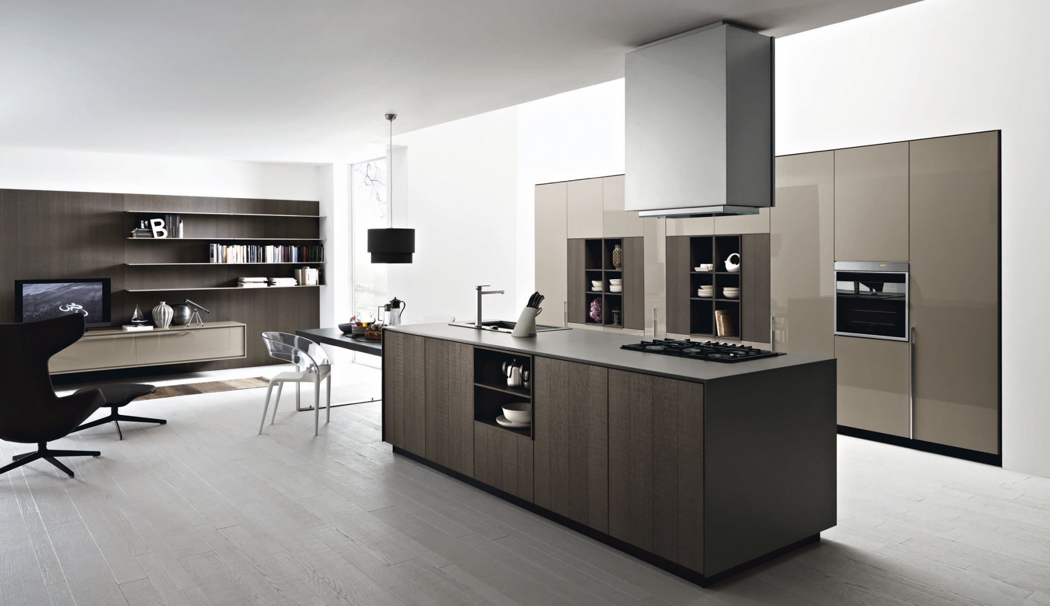 cucina interni cucine design stile mobili armadi cappa stufa poltrone tavolo tv libri