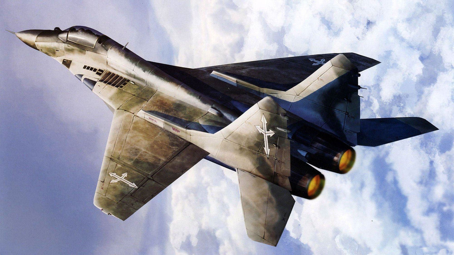 arte mig-29 aereo disegno