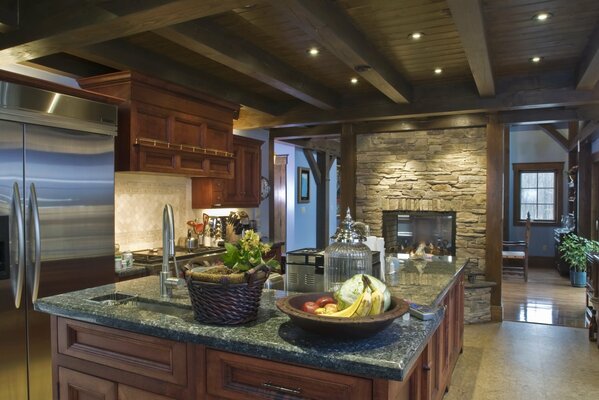 Paradise kitchen with fireplace