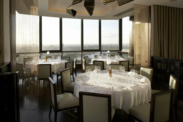 Round kitchen table in the interior