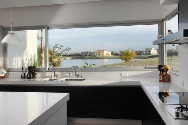 Kitchen design with river view