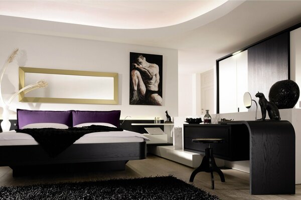 A chic bedroom in a villa in a modern design