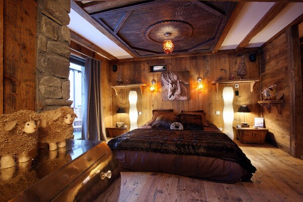 Hunting bedroom in country style