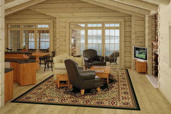 Salle de séjour à l intérieur du chalet