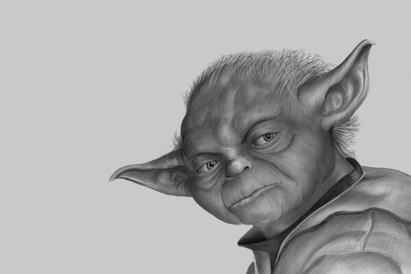Porträt von Yoda mit Star Wars Bleistift