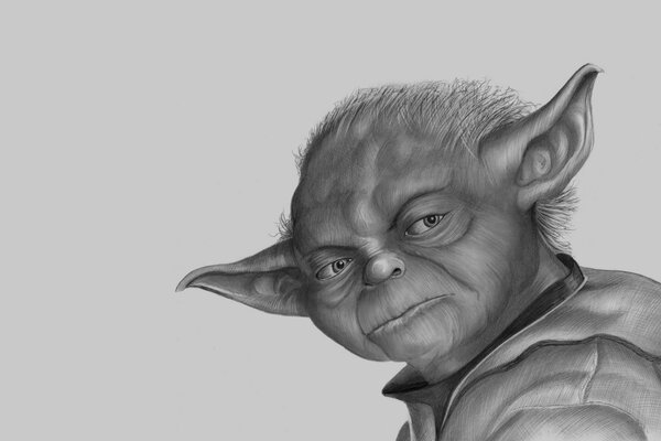 Retrato a lápiz de Yoda de Star Wars