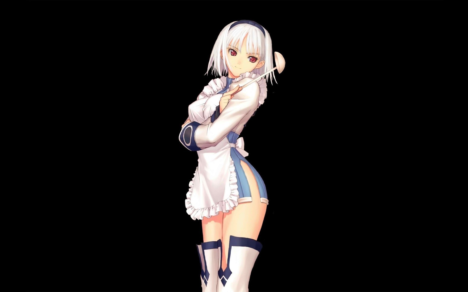 pecial uniform maid maid girl white hair blonde