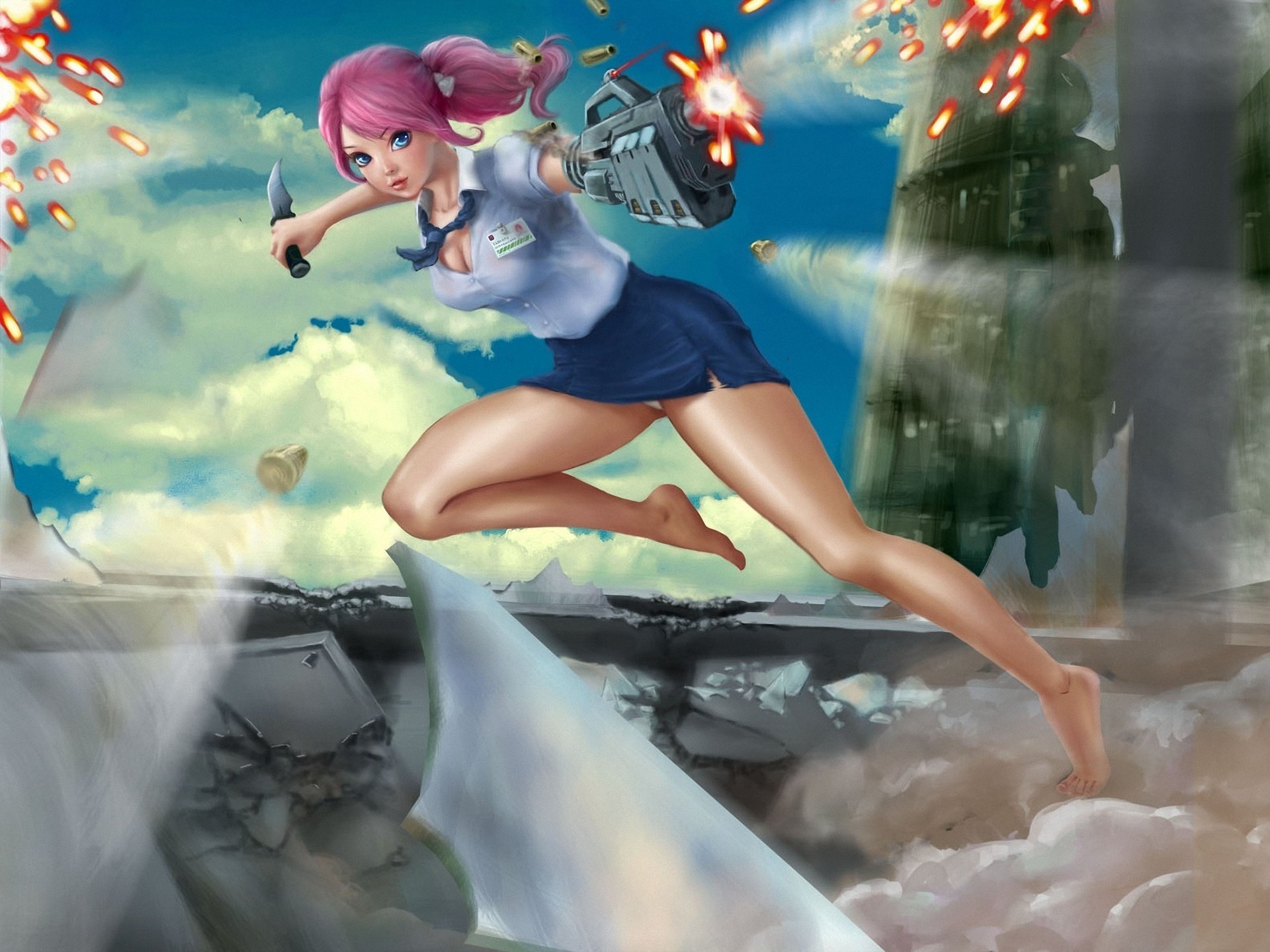 frankiew sp weapons shooting girl jump form art