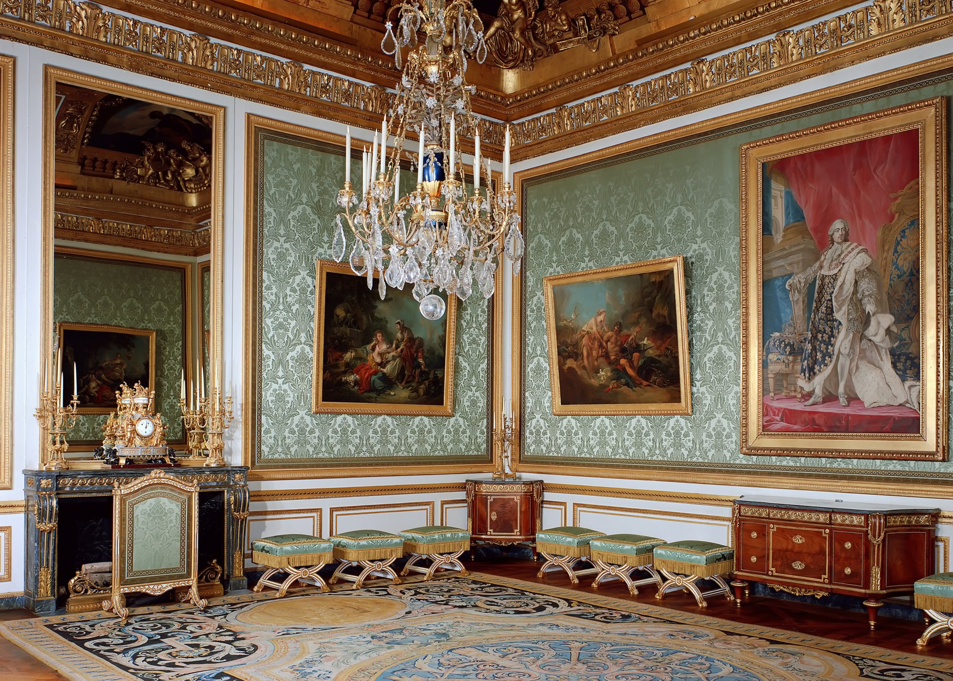 francia versailles palazzo interni design sala dipinti lampadari