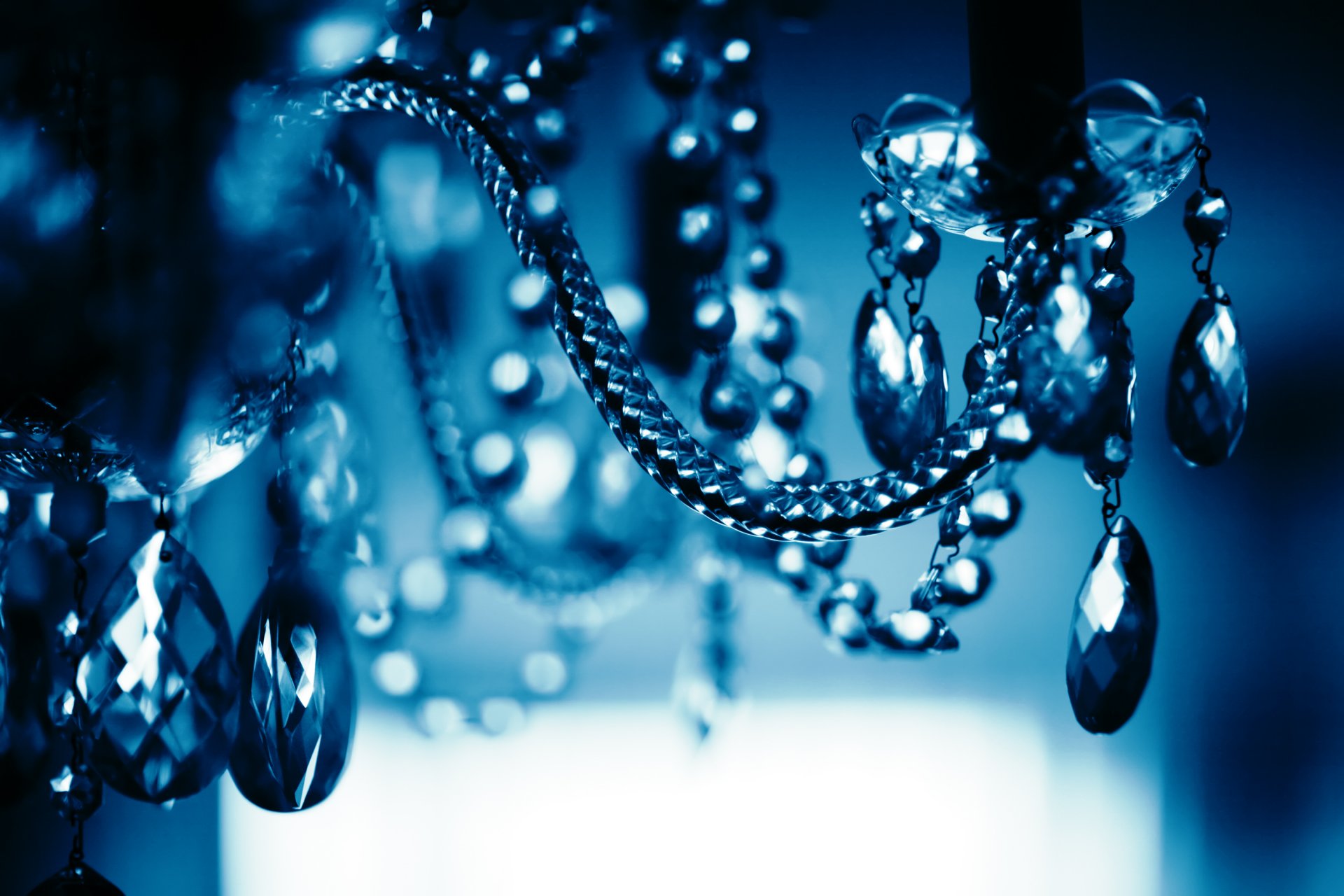 chandelier glass drops blue dark blue