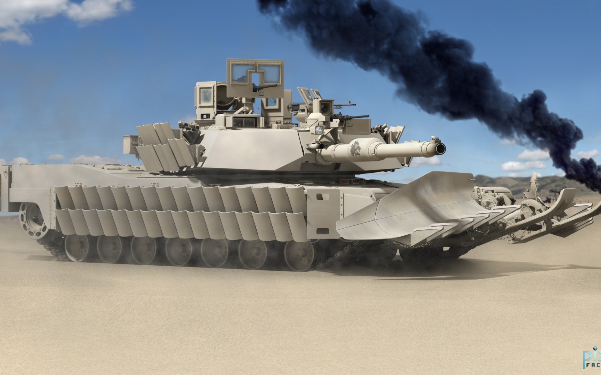 tanque de batalla principal de ee.uu. harley davidson tanque render abrams