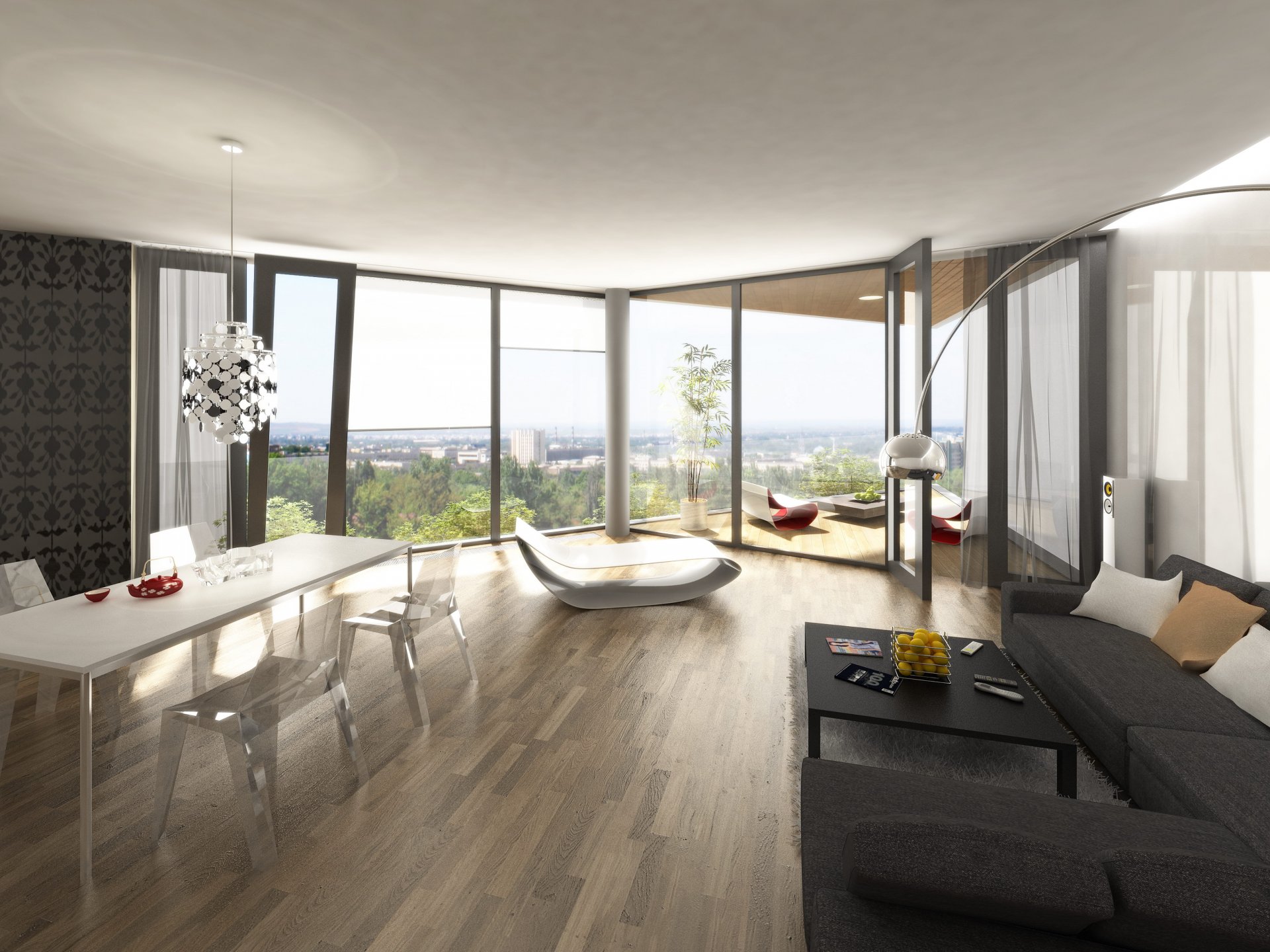 interno stile design città appartamento urbano attico spazio abitativo terrazza terrazza ceca