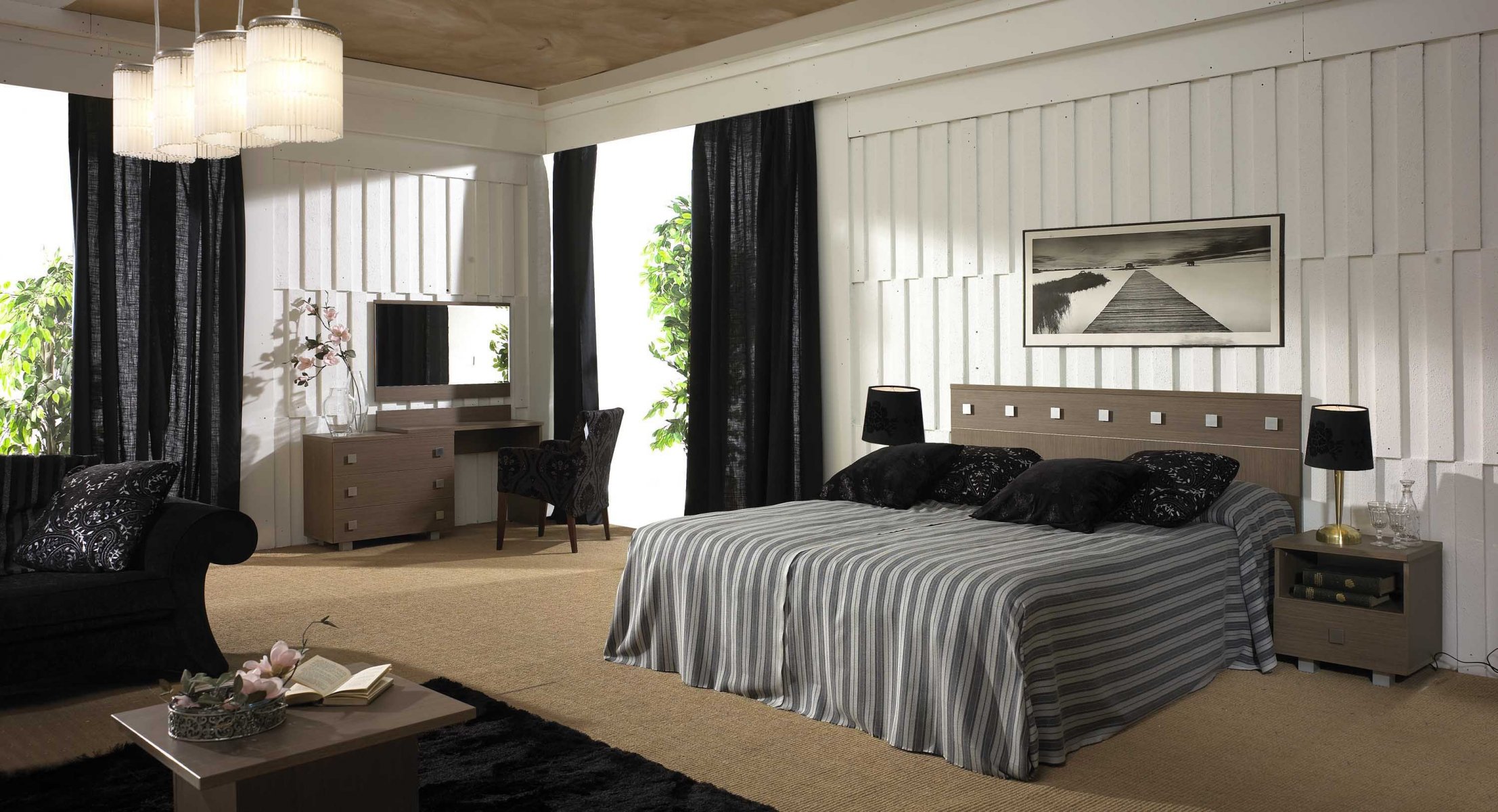 interior diseño estilo casa villa cabaña dormitorio